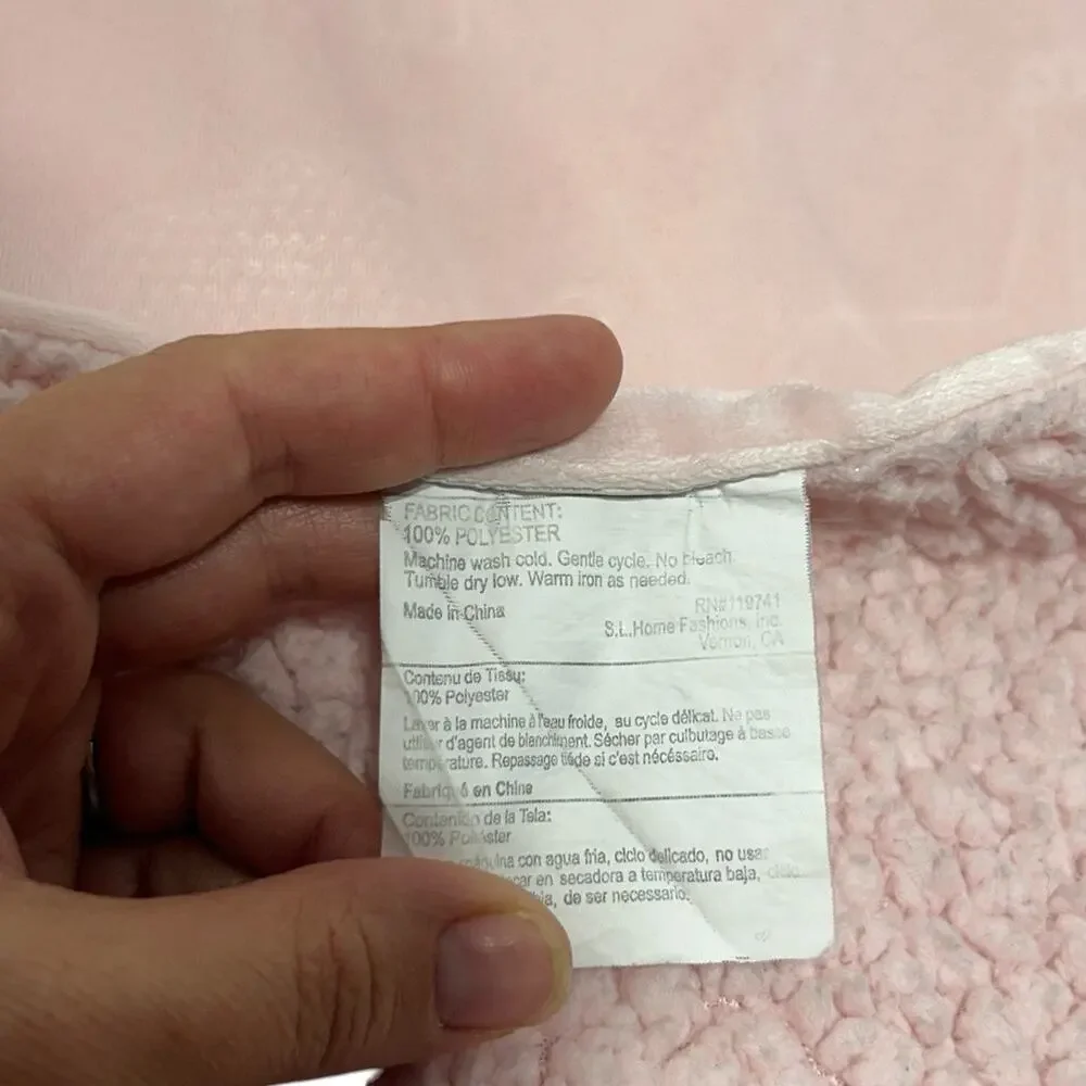 SL Home Fashions Pink Elephant Giraffe Embossed Baby Blanket Sherpa Back